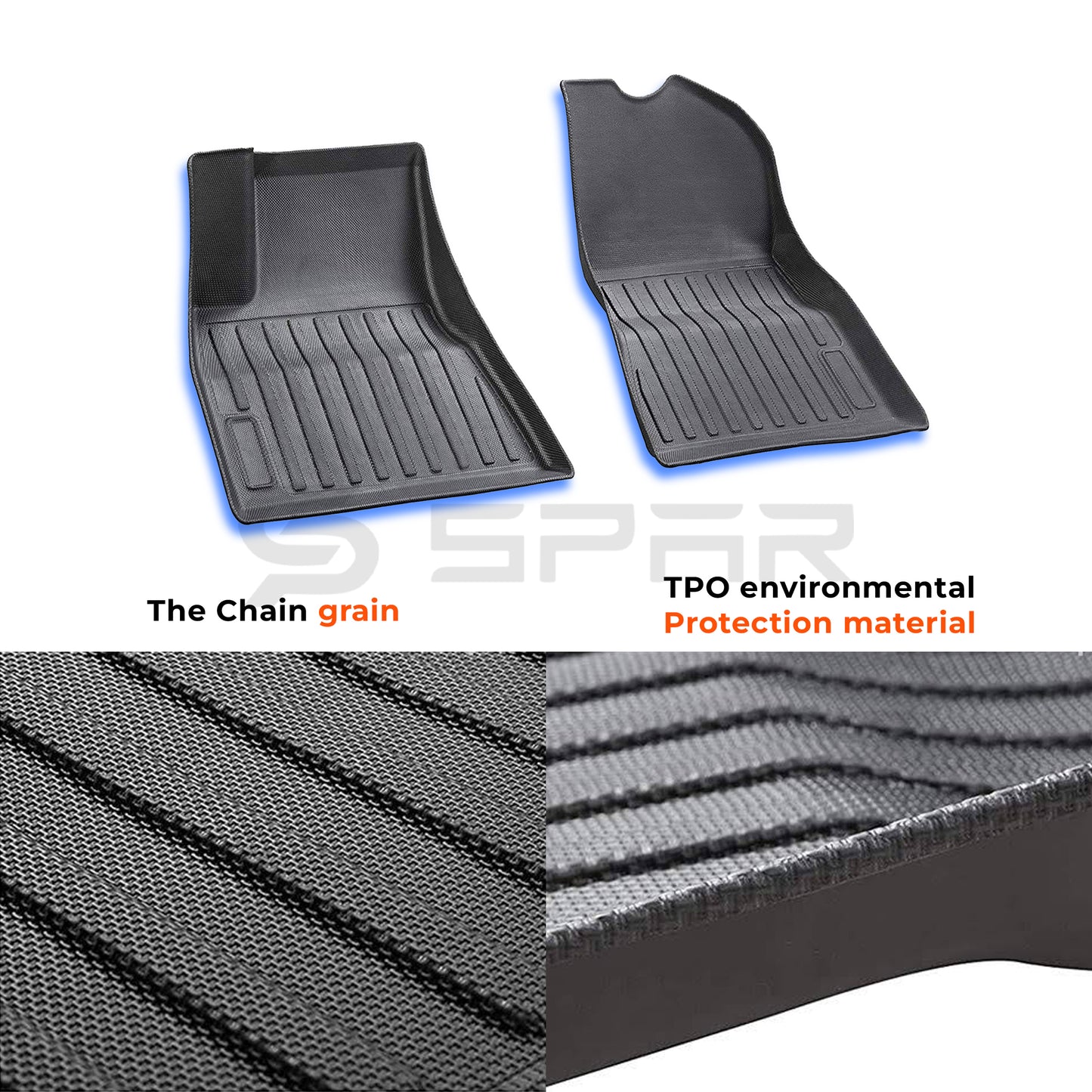 3D All-Weather Chain Striped Mats Set for Tesla Model 3