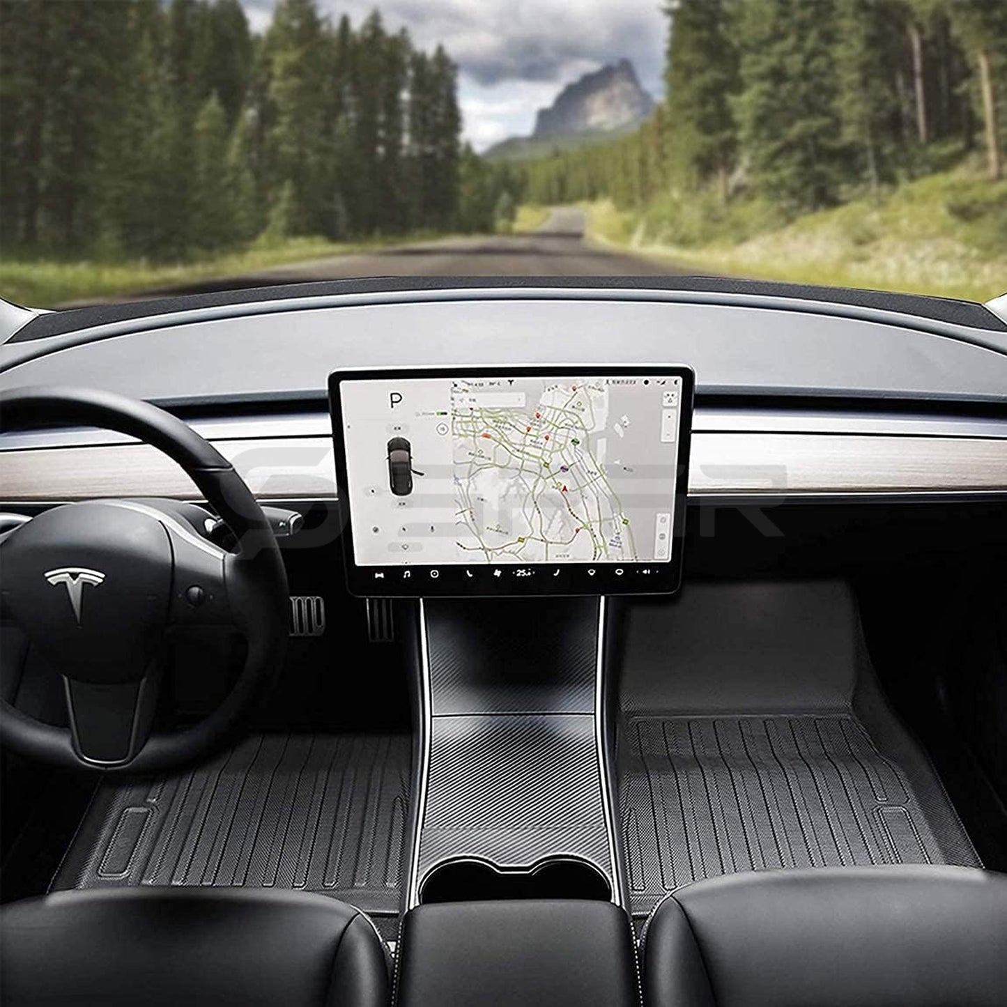 3D All-Weather Chain Striped Mats Set for Tesla Model 3