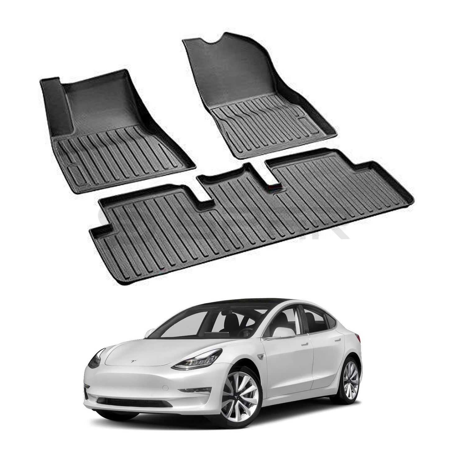 3D All-Weather Chain Striped Mats Set for Tesla Model 3