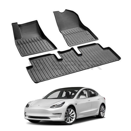 3D All-Weather Chain Striped Mats Set for Tesla Model 3
