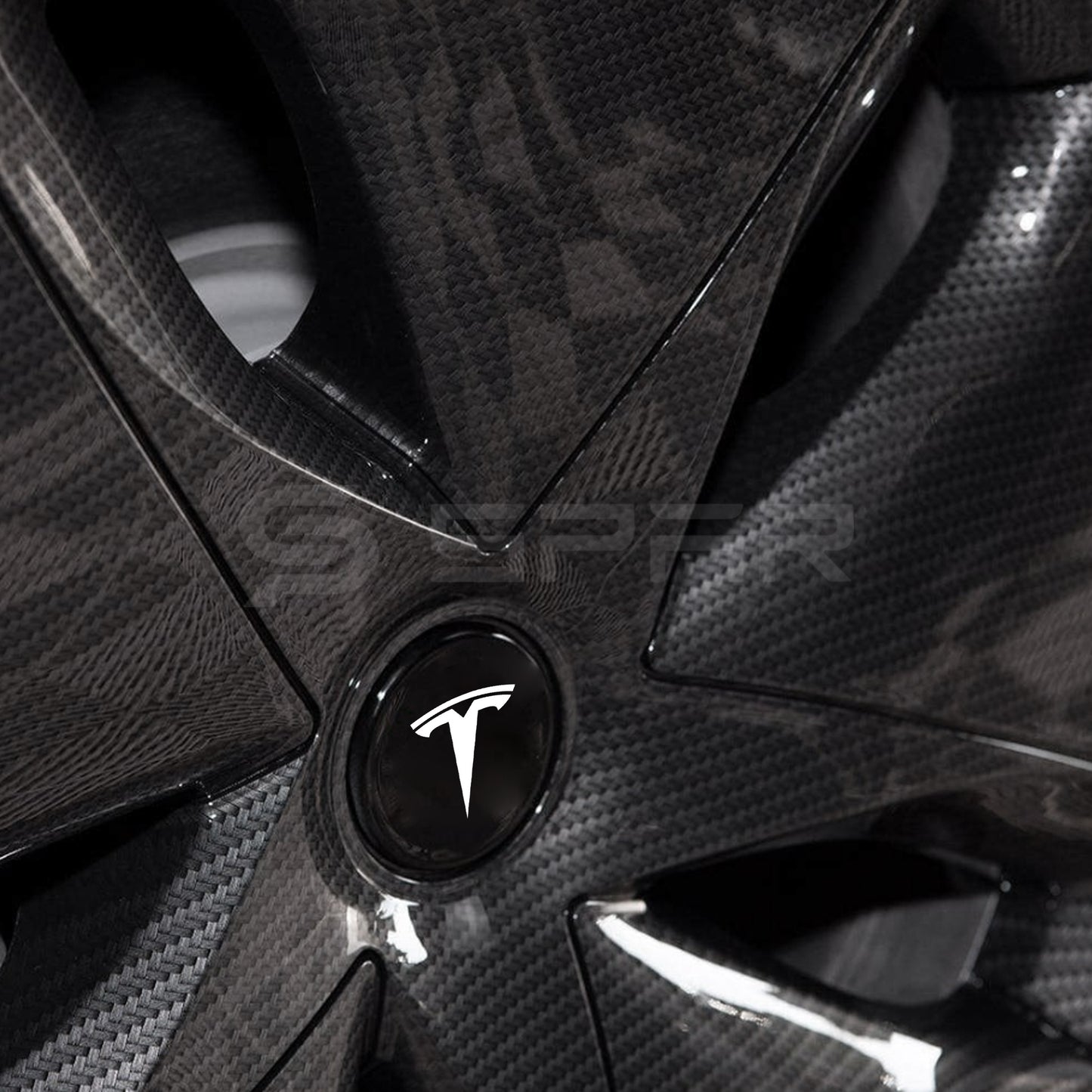 عدة تطوير جمالية لجنوط السيارة من الكاربون فايبر (4 قطع) لسيارة من نوع تيسلا الطراز 3