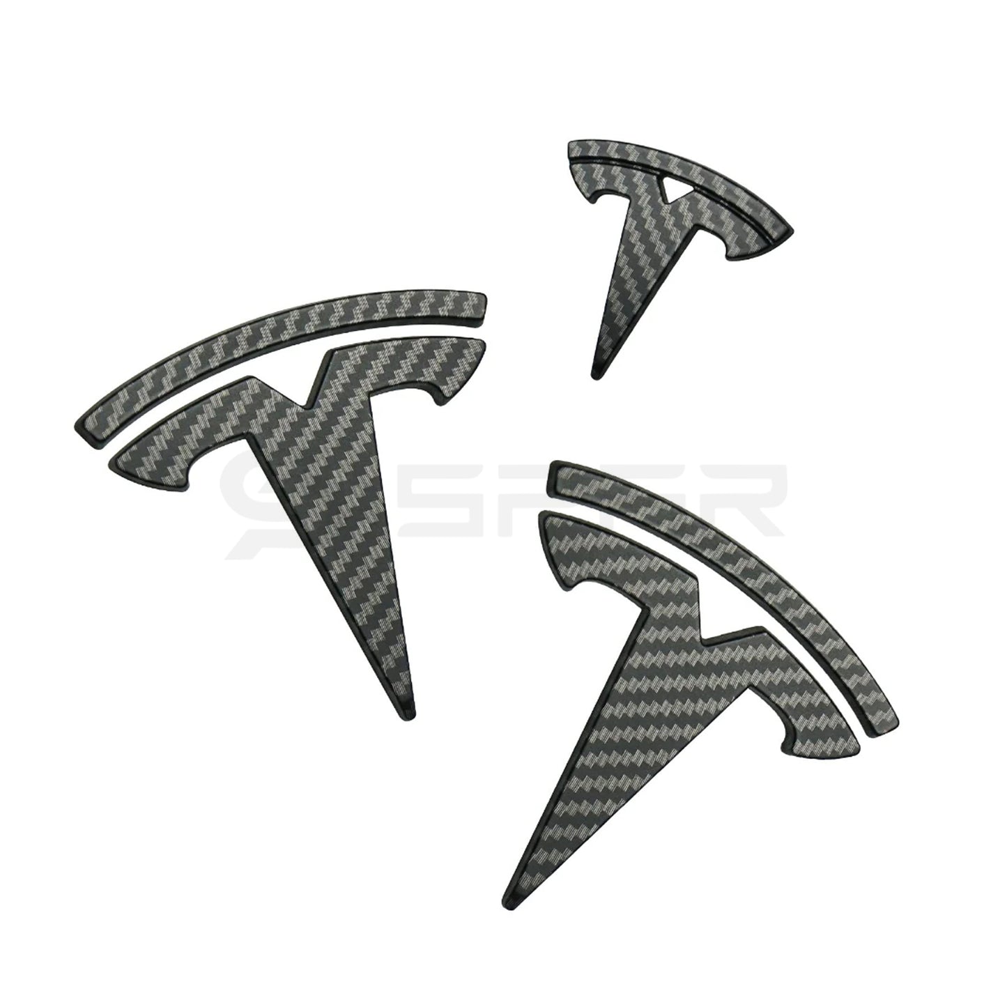 Carbon Fiber Molded 3D Logo Set Chrome Delete for Tesla Model 3
