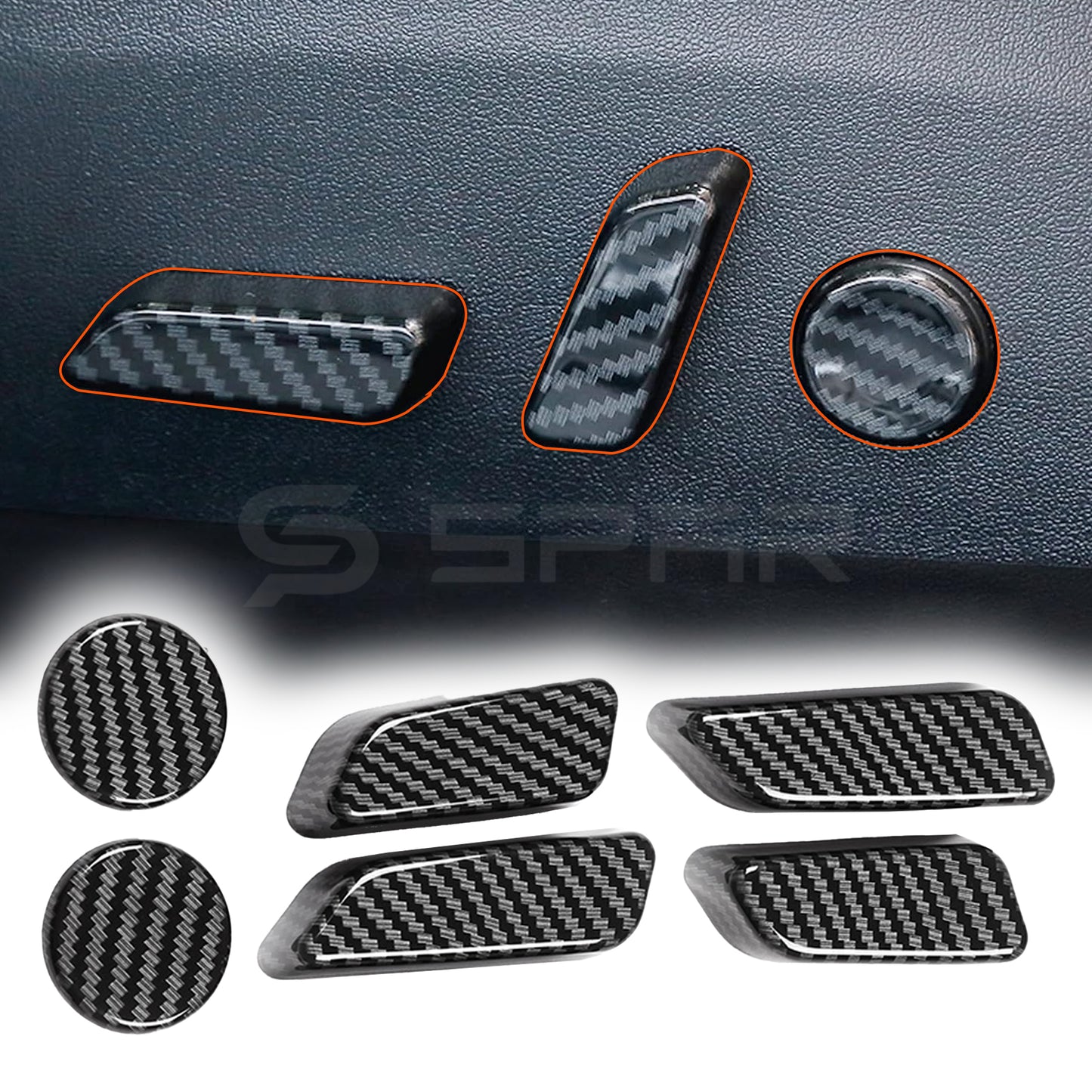 Carbon Fiber Seat Adjusting Button Trims for Tesla Model 3/Y