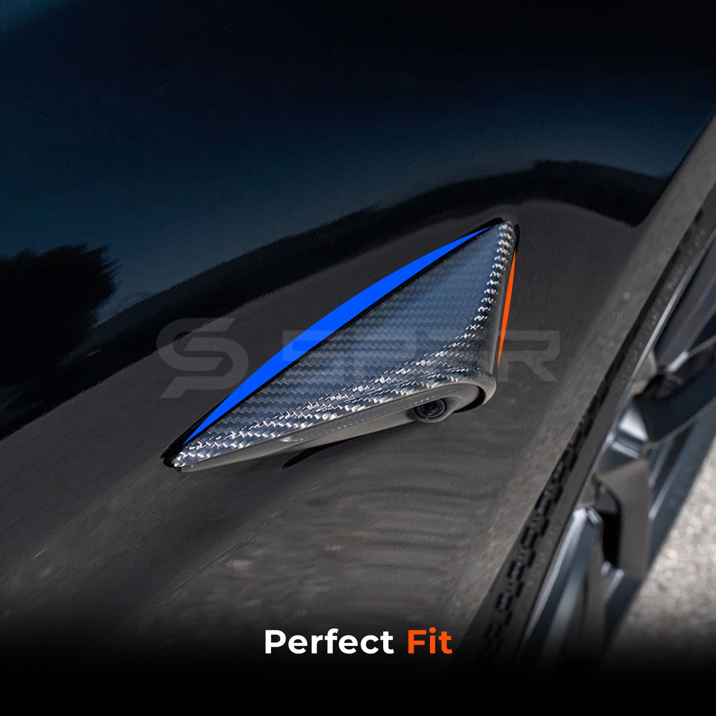 Carbon Fiber Side Camera Molded Housing Covers for Tesla Model S/3/X/Y