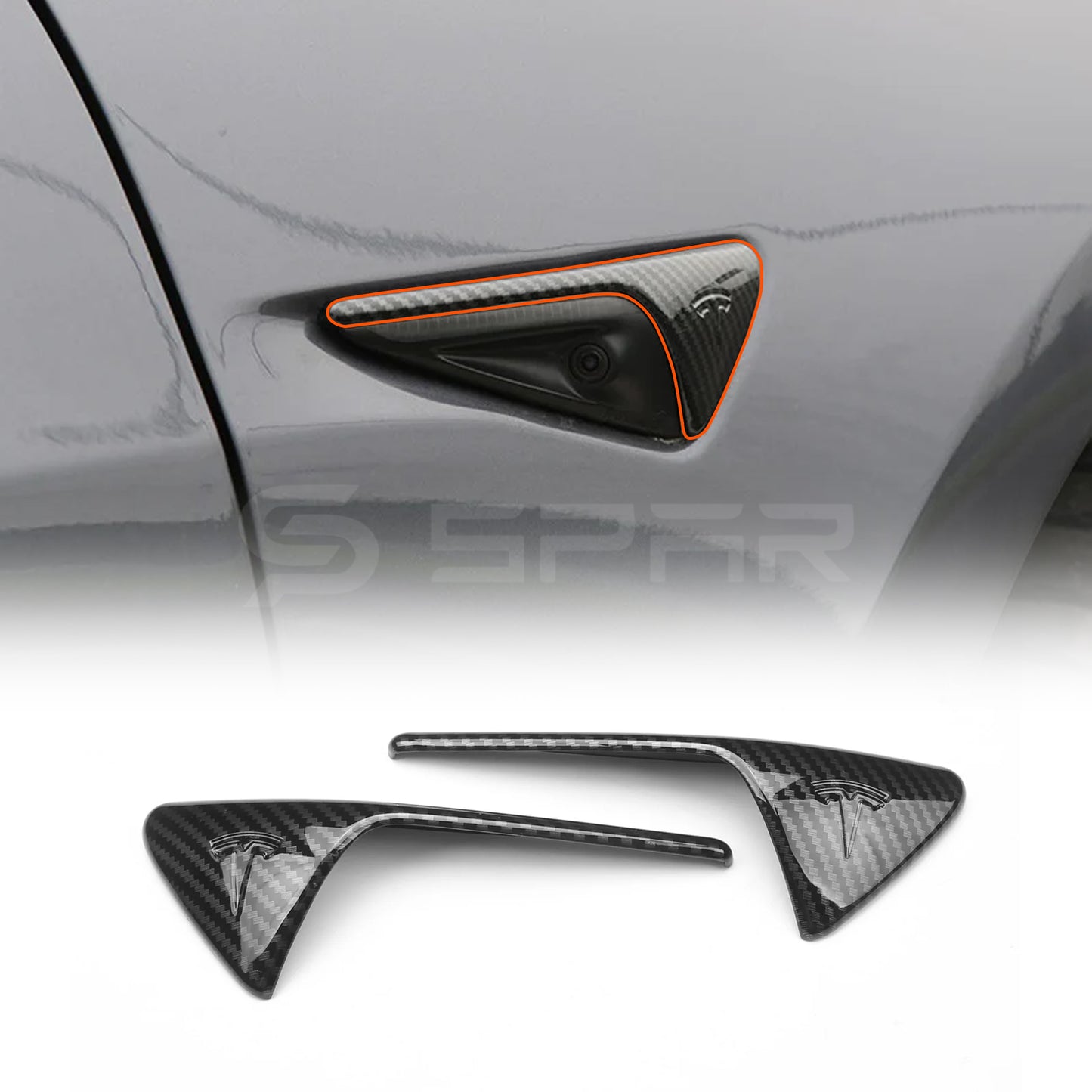 Carbon Fiber Side Camera Molded Housing Covers for Tesla Model S/3/X/Y