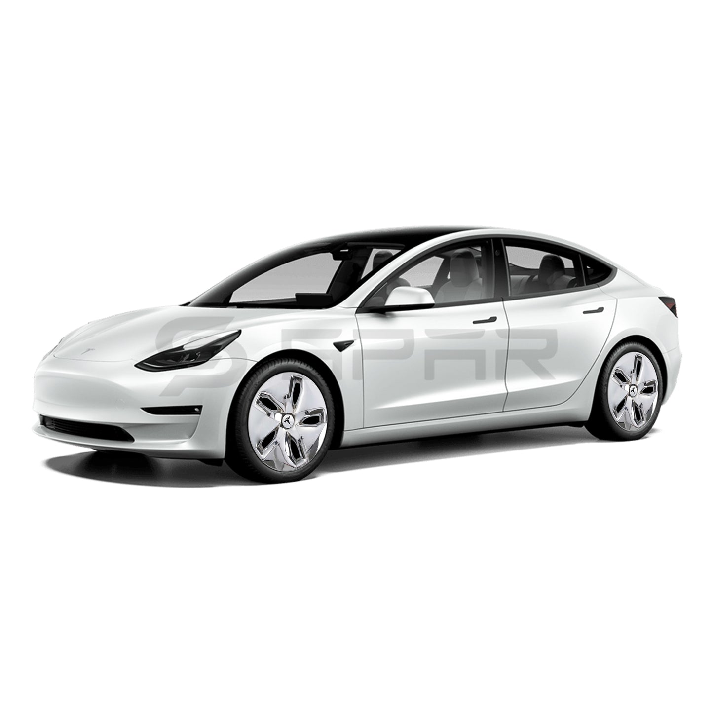 عدة تطوير جمالية لجنوط السيارة بلون كرومي لامع (4 قطع) لسيارة من نوع تيسلا الطراز 3