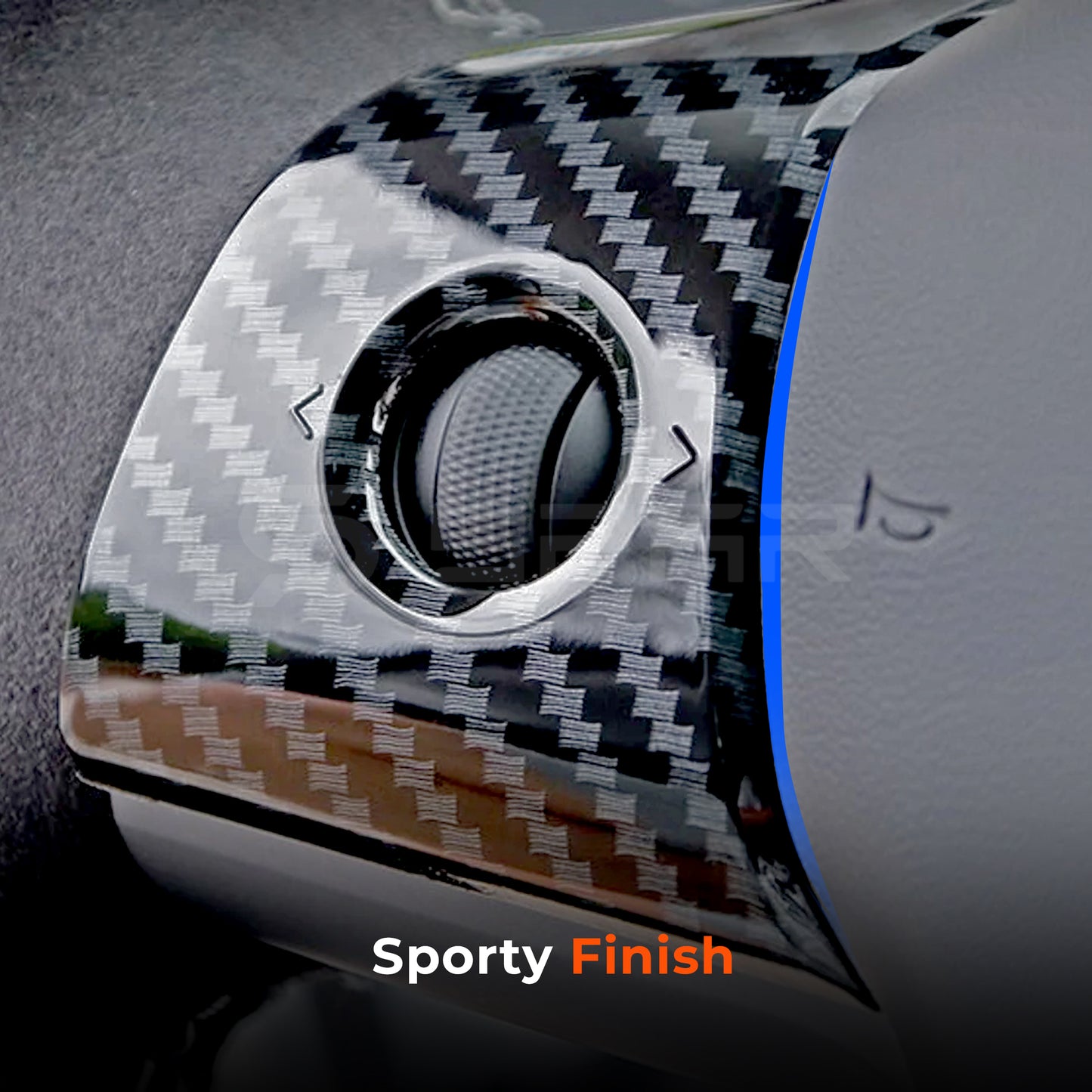 Glossy Carbon Fiber Steering Wheel Trims for Tesla Model 3/Y