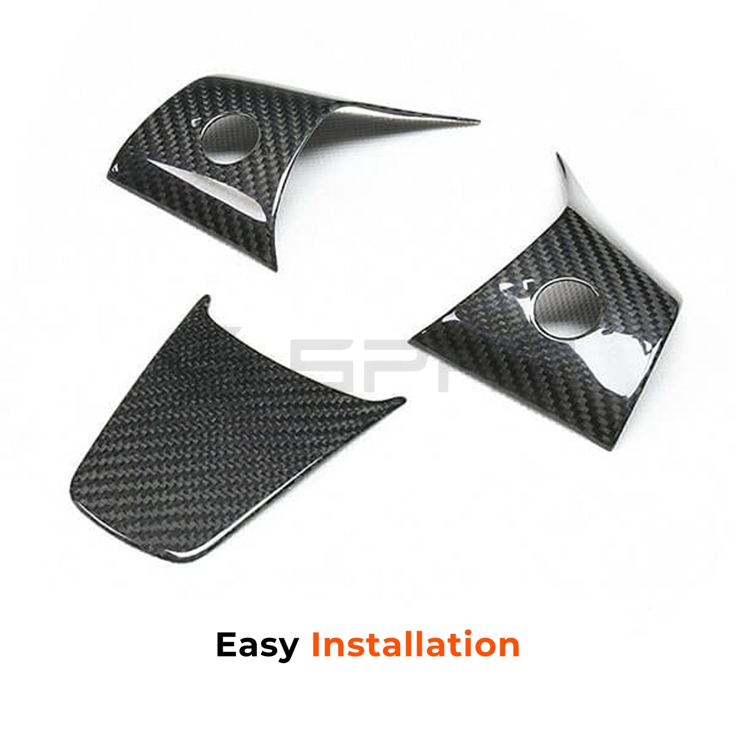Glossy Carbon Fiber Steering Wheel Trims for Tesla Model 3/Y