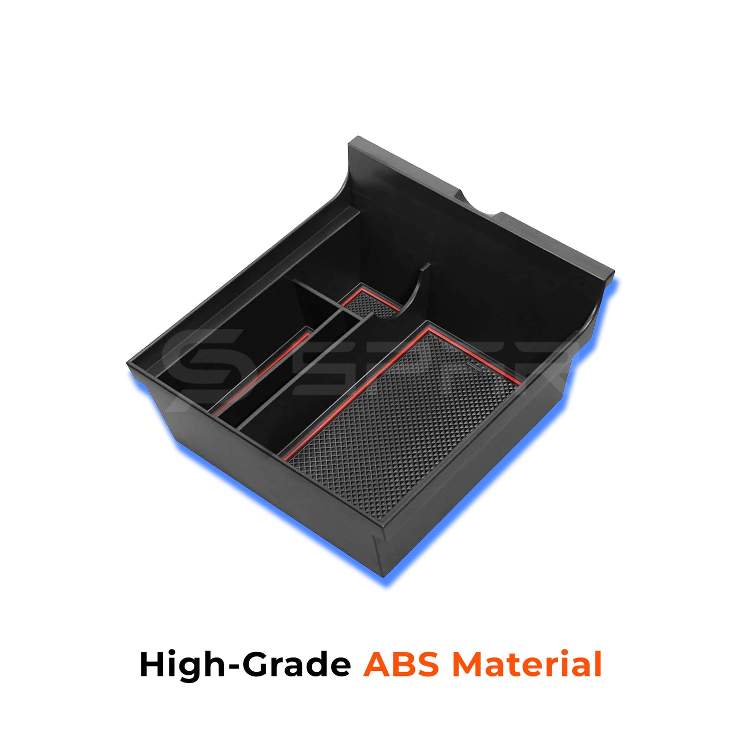 مساحة تخزين كبيرة بغطاء منزلق في لوحة التحكم الرئيسية الجيل الأول لسيارة من نوع تيسلا الطراز (3/Y)