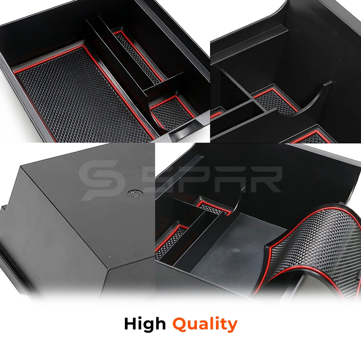 مساحة تخزين كبيرة بغطاء منزلق في لوحة التحكم الرئيسية الجيل الأول لسيارة من نوع تيسلا الطراز (3/Y)