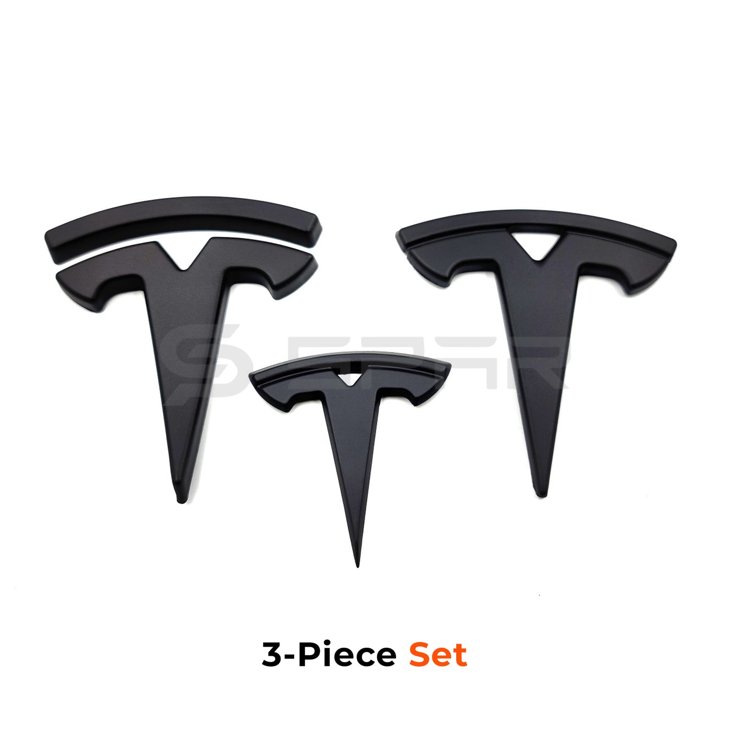 مجموعة شعارات مقولبة باللون الأسود تزيل اللمعان الكرومي لسيارة من نوع تيسلا الطراز 3