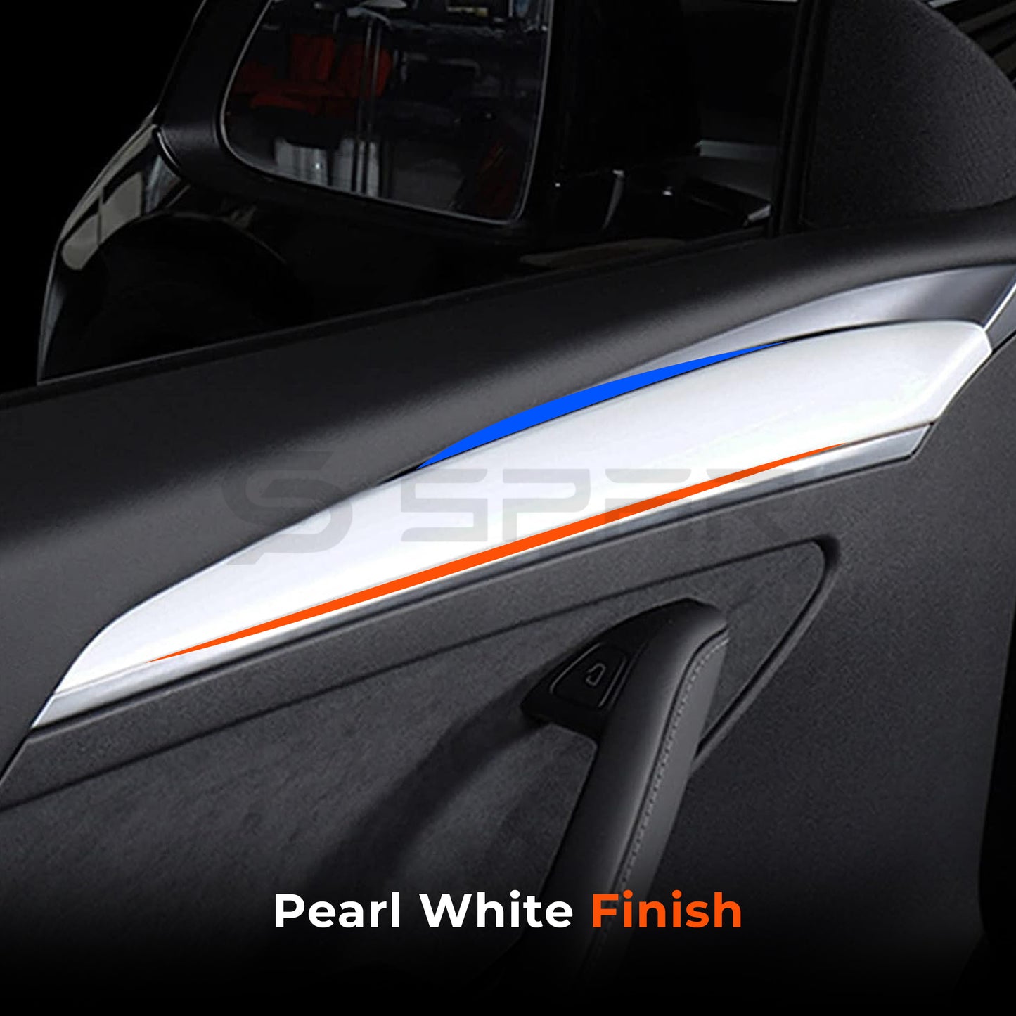 تغليفات بيضاء لامعة للوحة الباب الأمامي لسيارة من نوع تيسلا الطراز (3/Y)