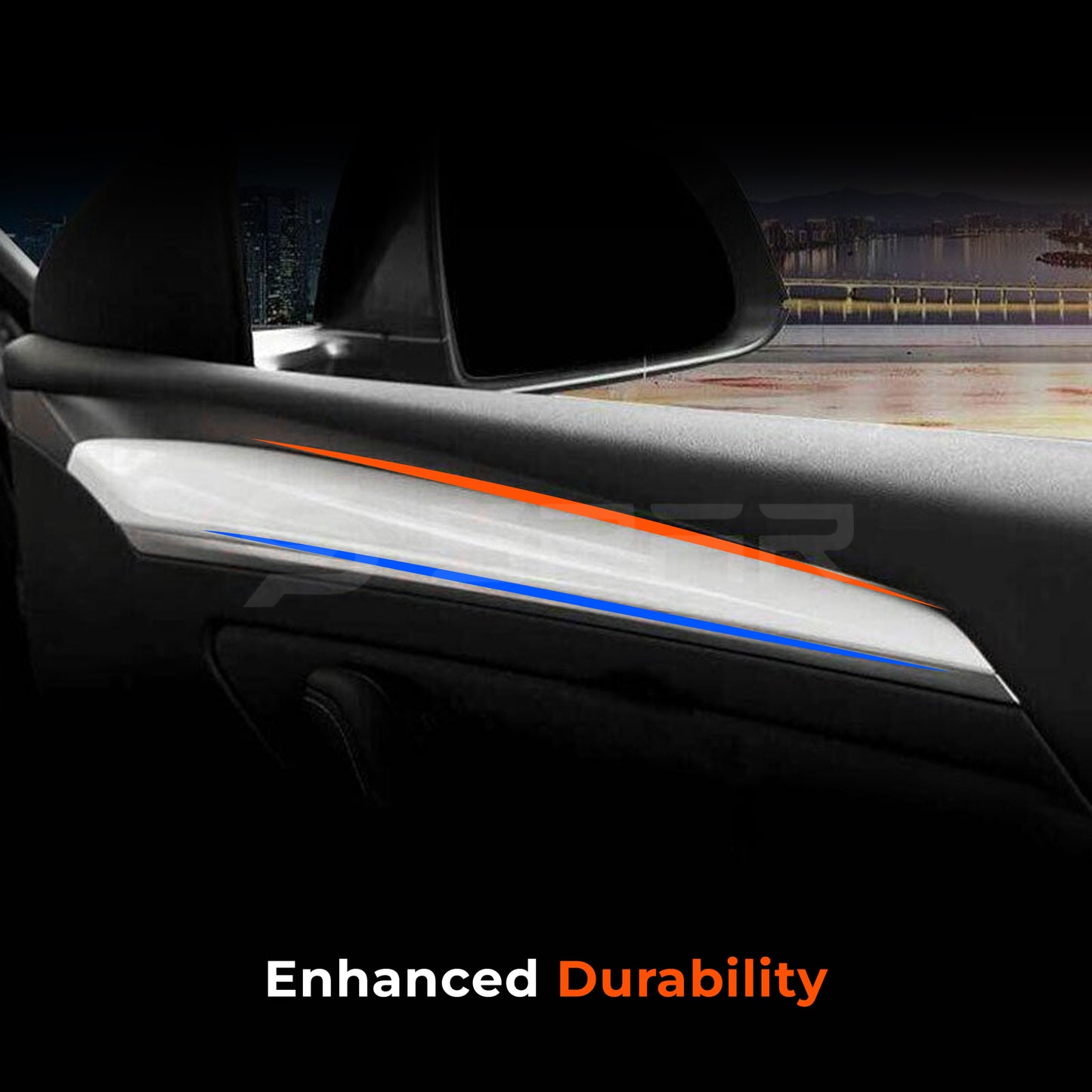 تغليفات بيضاء لامعة للوحة الباب الأمامي لسيارة من نوع تيسلا الطراز (3/Y)