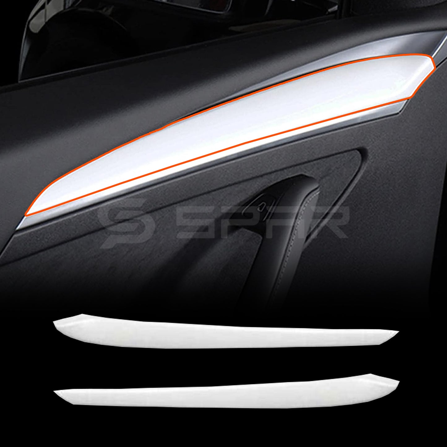 تغليفات بيضاء لامعة للوحة الباب الأمامي لسيارة من نوع تيسلا الطراز (3/Y)