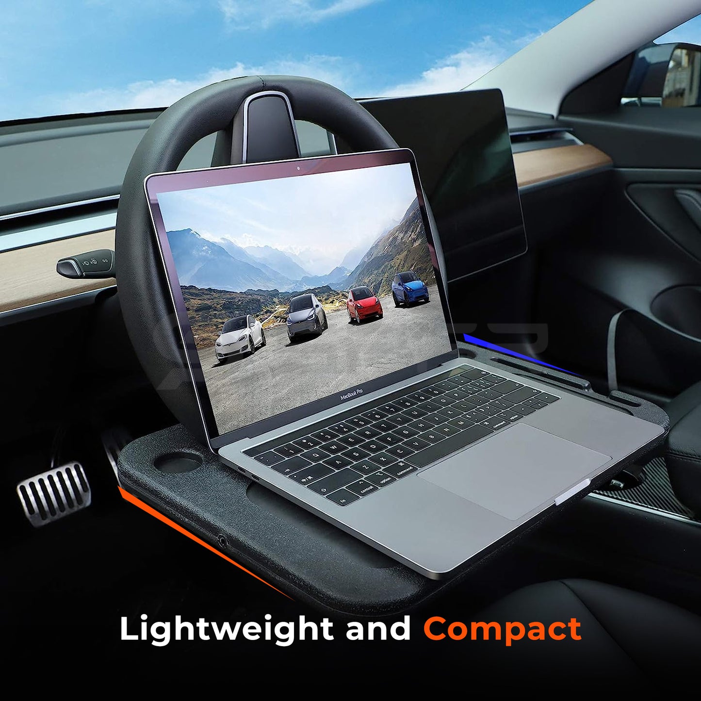 طاولة مكتب توضع على عجلة قيادة لسيارة من نوع تيسلا الطراز (S/3/X/Y)