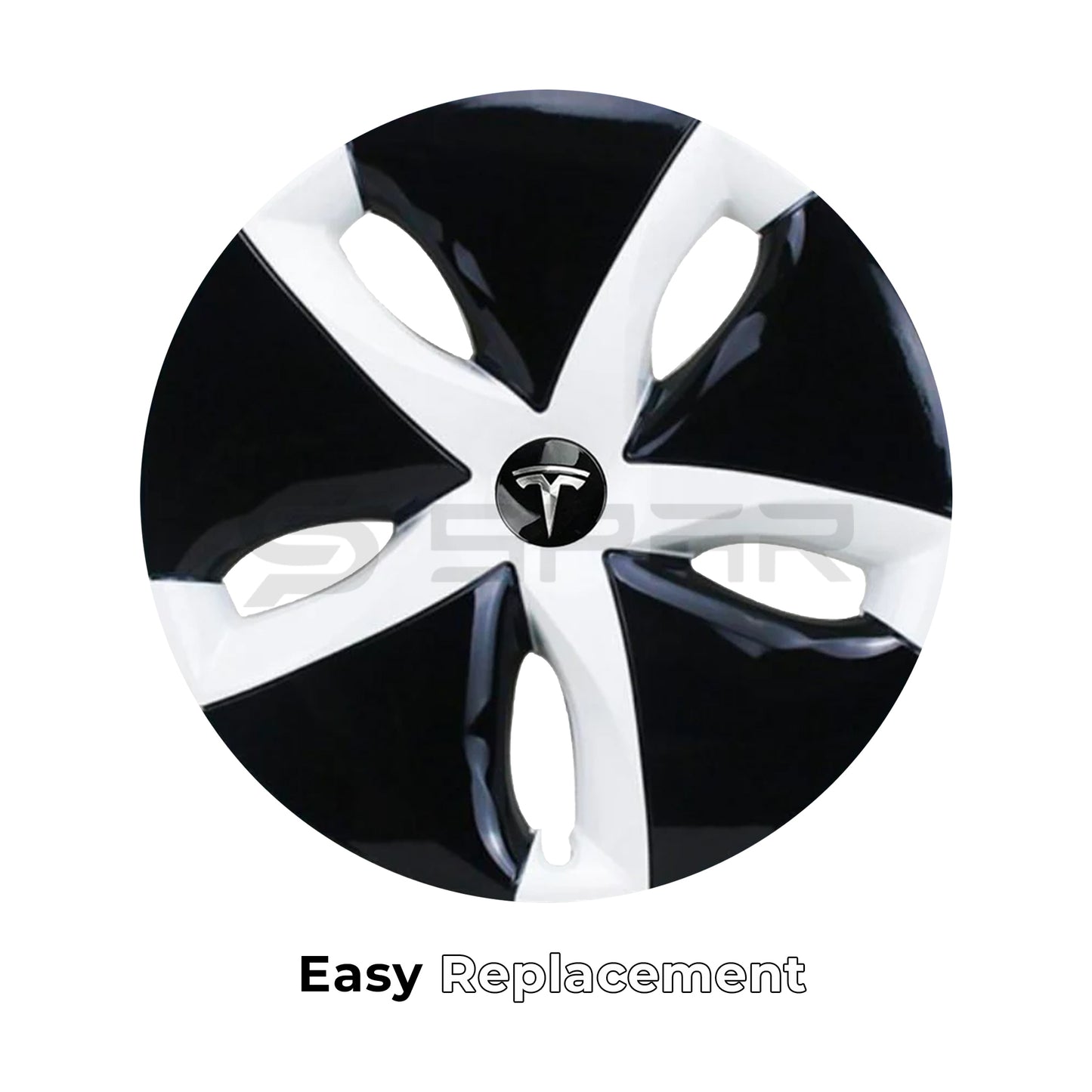 عدة تطوير جمالية لجنوط السيارة بلون أسود و أبيض (4 قطع) لسيارة من نوع تيسلا الطراز 3