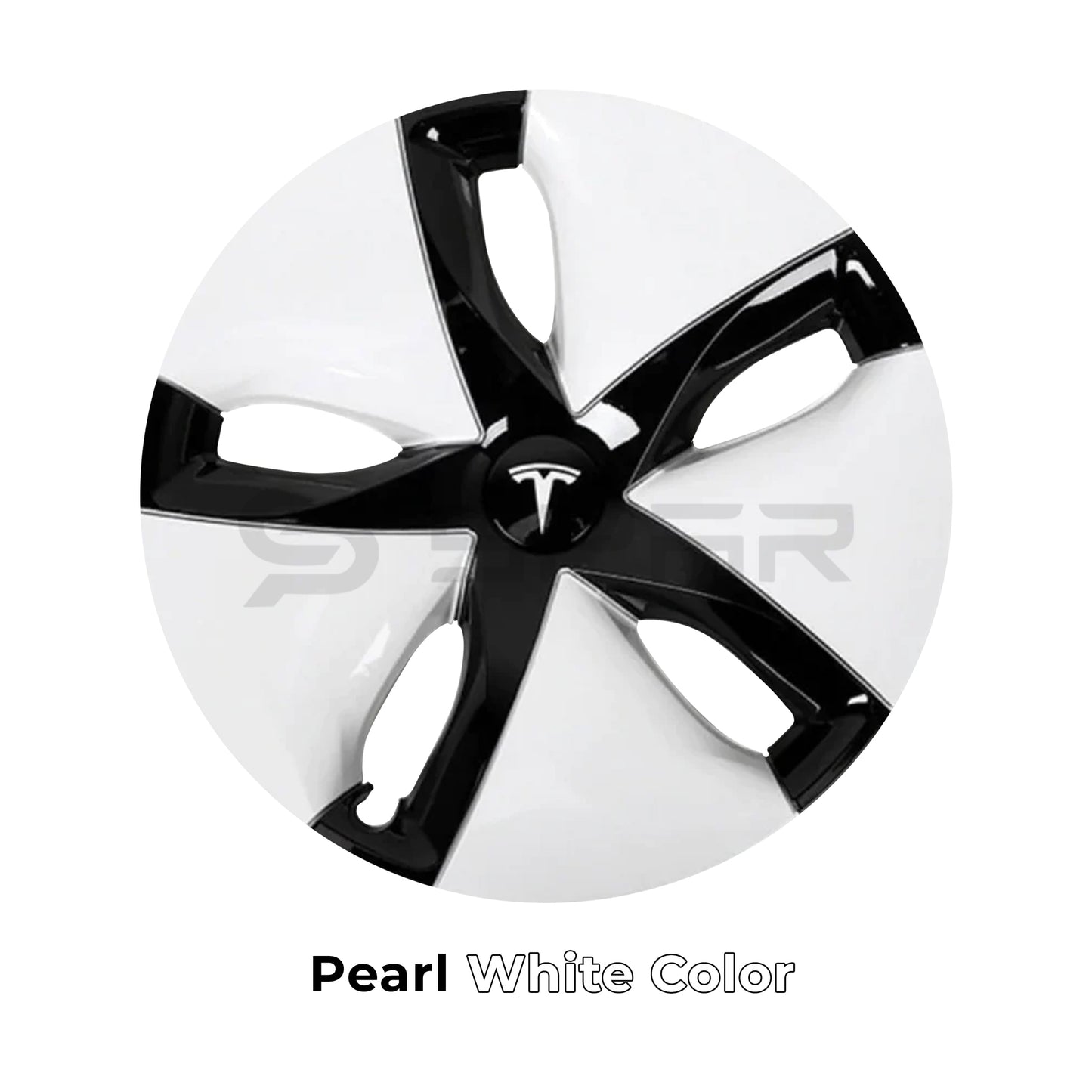 عدة تطوير جمالية لجنوط السيارة بلون أسود و أبيض (4 قطع) لسيارة من نوع تيسلا الطراز 3