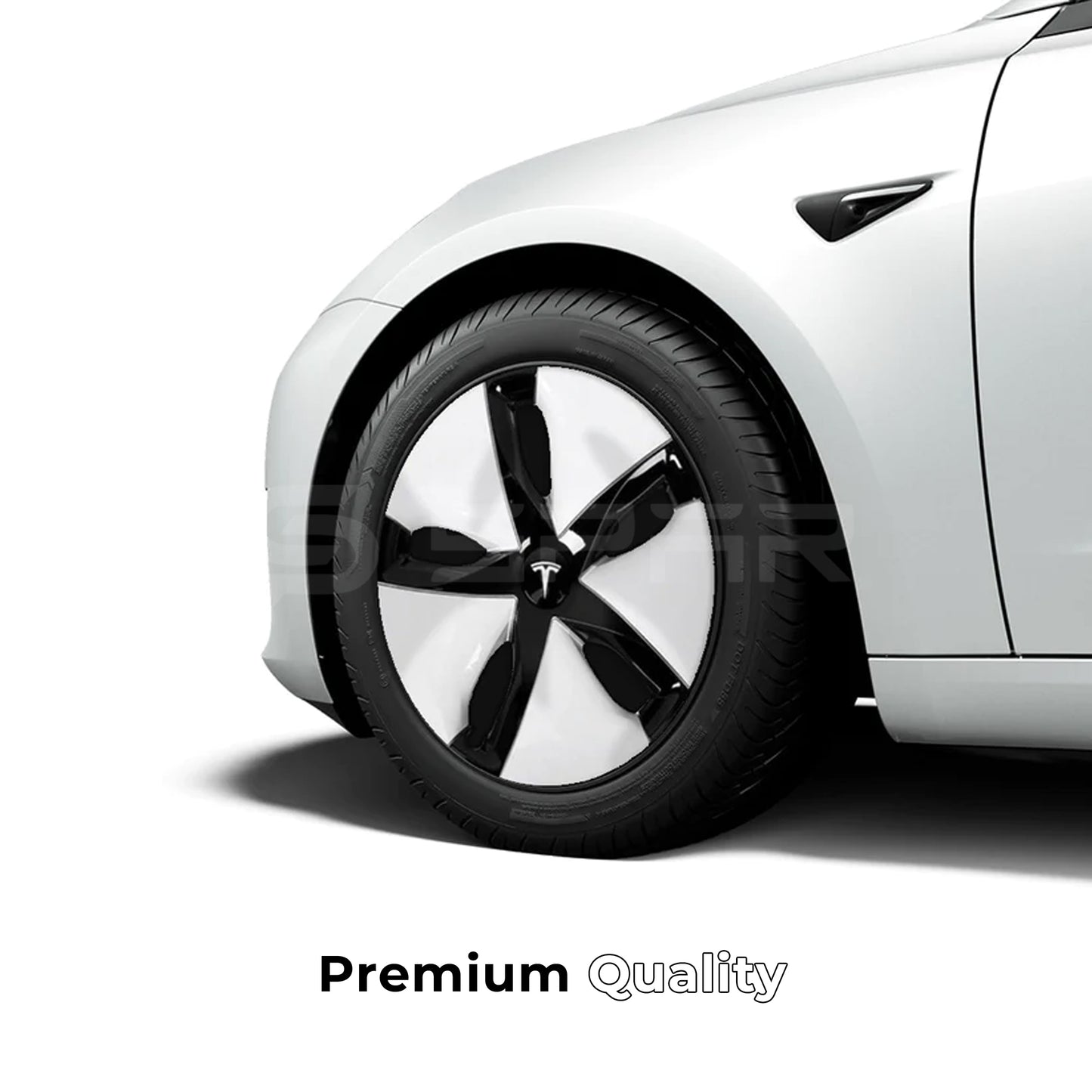 عدة تطوير جمالية لجنوط السيارة بلون أسود و أبيض (4 قطع) لسيارة من نوع تيسلا الطراز 3