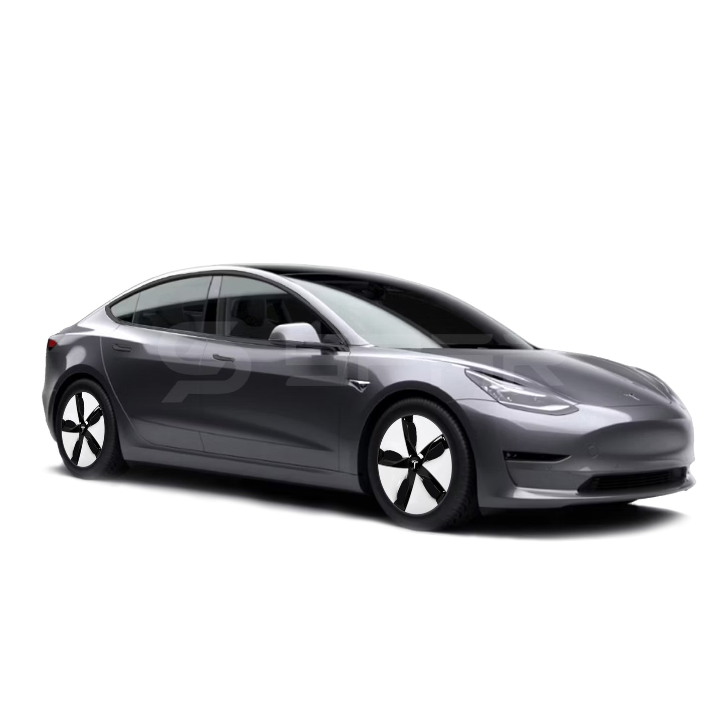 عدة تطوير جمالية لجنوط السيارة بلون أسود و أبيض (4 قطع) لسيارة من نوع تيسلا الطراز 3