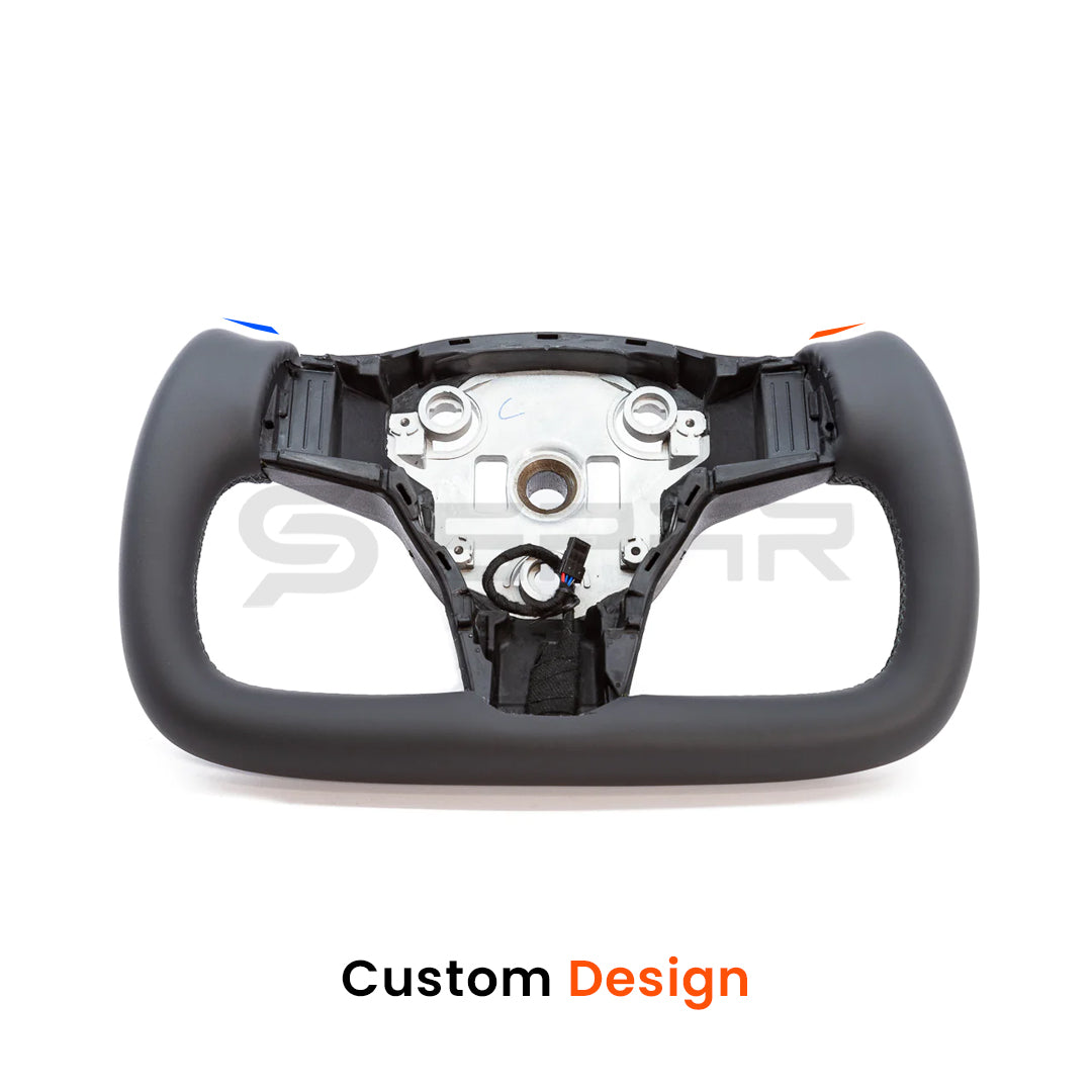 عجلة قيادة على شكل مستطيل بدون جزء علوي لسيارة من نوع تيسلا الطراز (3/Y)