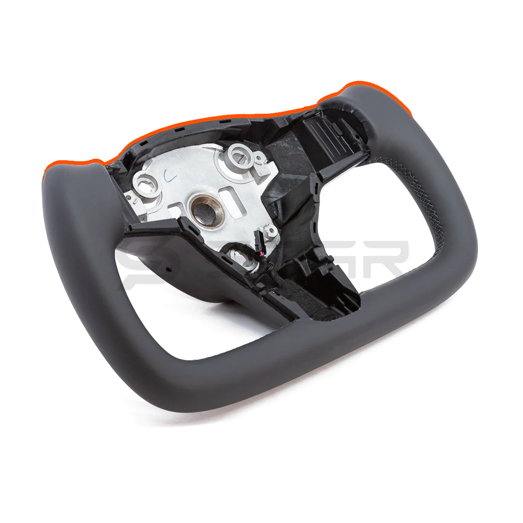 عجلة قيادة على شكل مستطيل بدون جزء علوي لسيارة من نوع تيسلا الطراز (3/Y)