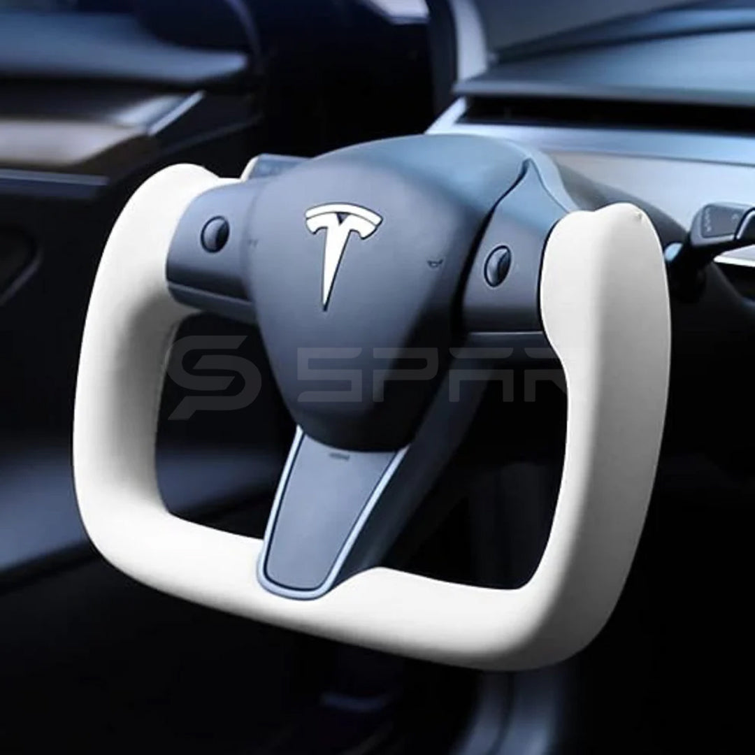 عجلة قيادة على شكل مستطيل بدون جزء علوي لسيارة من نوع تيسلا الطراز (3/Y)