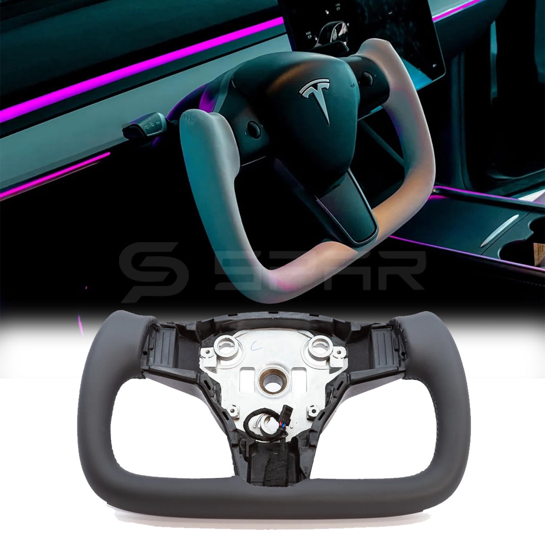 عجلة قيادة على شكل مستطيل بدون جزء علوي لسيارة من نوع تيسلا الطراز (3/Y)