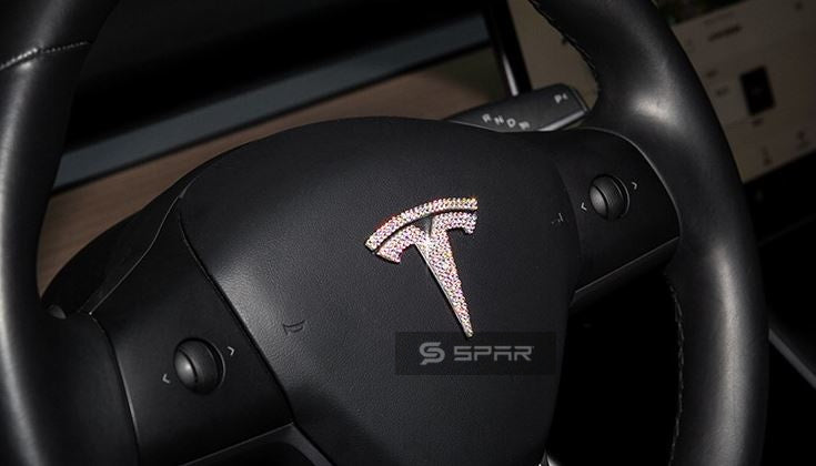 HANDMADE CRYSTAL EMBLEM DECAL TRIMS (4 PCS. PER SET) FOR TESLA MODEL 3-Y
