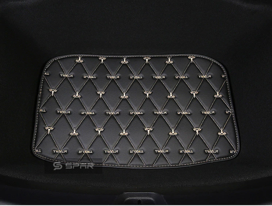 Black Diamond Stitched Leather Sub-Trunk Mats for Tesla Model 3