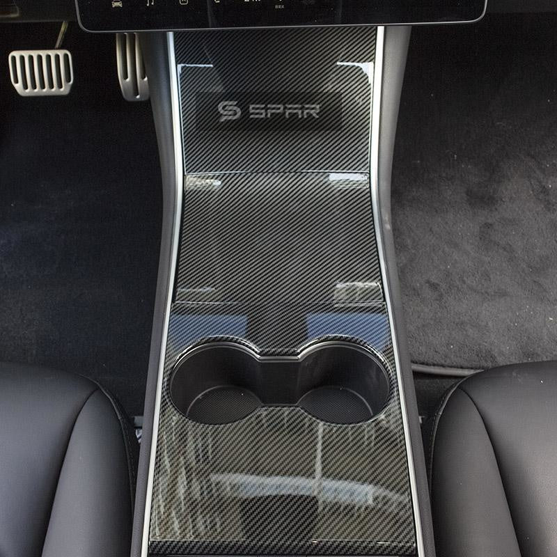 CARBON FIBER CENTER CONSOLE MOLDED TRIMS FOR TESLA MODEL 3