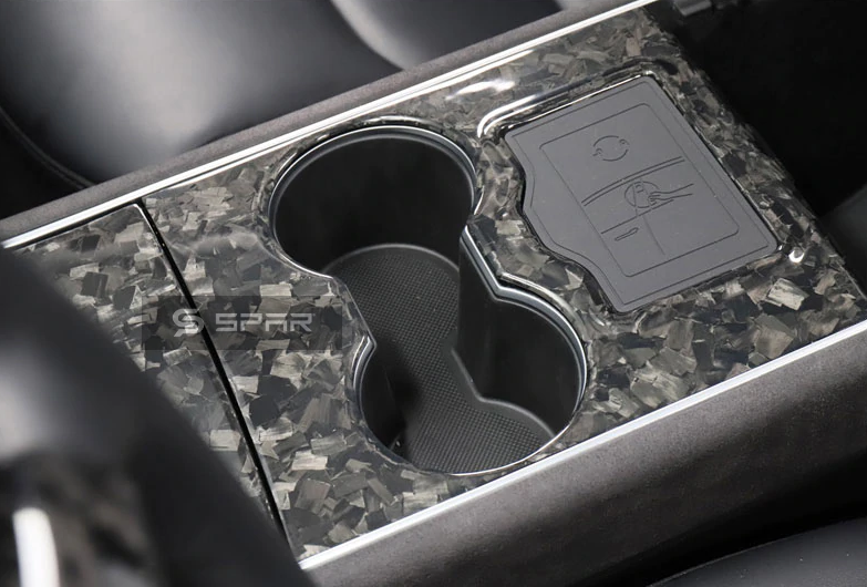 GENUINE FORGED CARBON FIBER CENTER CONSOLE MOLDED TRIMS FOR TESLA MODEL 3