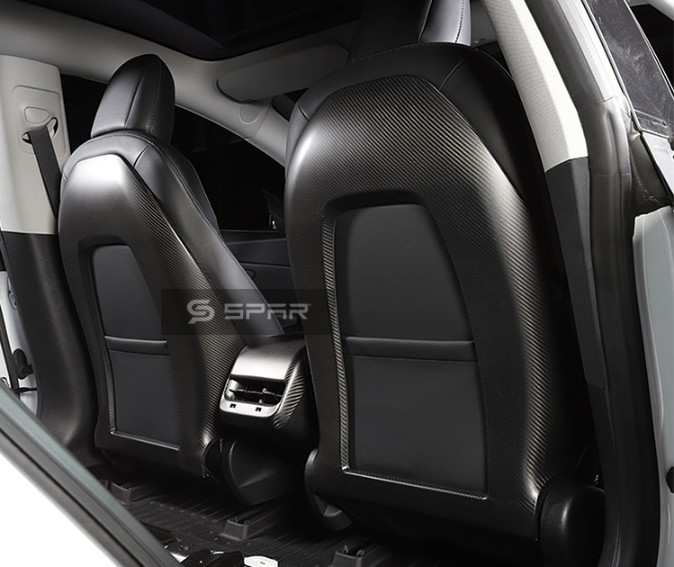 مجموعة أغطية حماية أصلية للمقاعد من الخلف من الكاربون فايبر المطفي لسيارة من نوع تيسلا الطراز (3/Y)