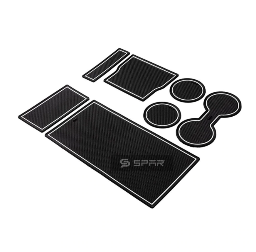 مجموعة مفارش لفتحات السيارة الداخلية(7 قطع) بلون أبيض لسيارة من نوع تيسلا الطراز (3/Y)