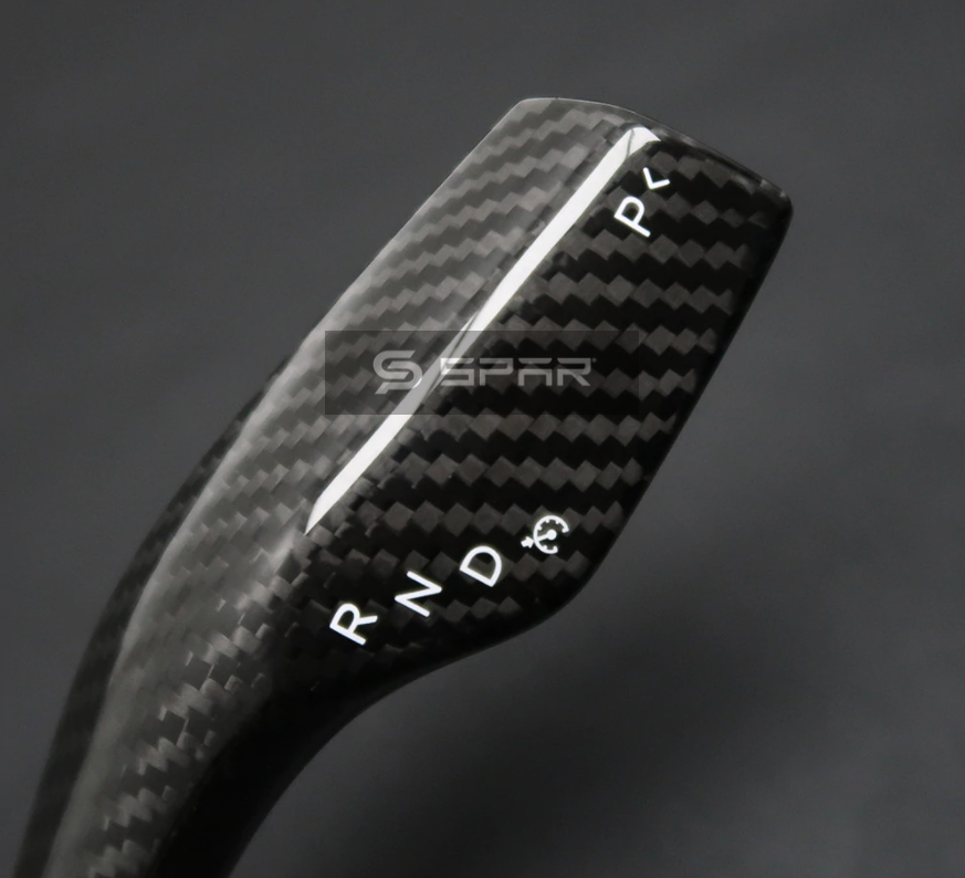 ملصقات حماية أصلية لذراع التحكم بالقير من الكاربون فايبر اللامع لسيارة من نوع تيسلا الطراز (3/Y)