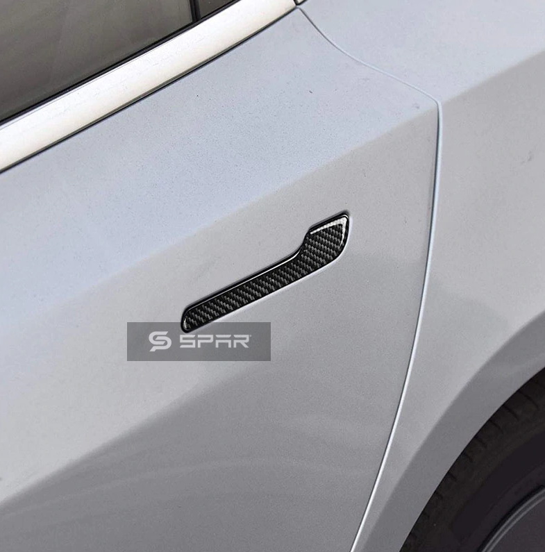 CARBON FIBER DOOR HANDLE MOLDED COVERS SET FOR TESLA MODEL 3-Y