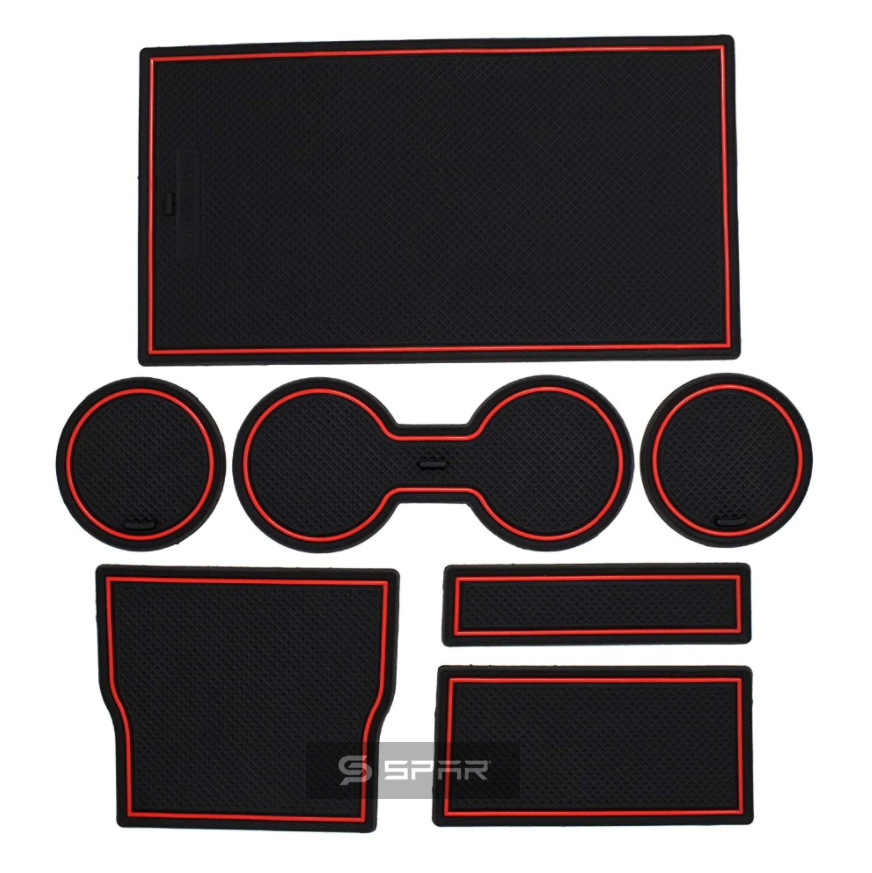 مجموعة مفارش لفتحات السيارة الداخلية(7 قطع) بلون أحمر لسيارة من نوع تيسلا الطراز (3/Y)