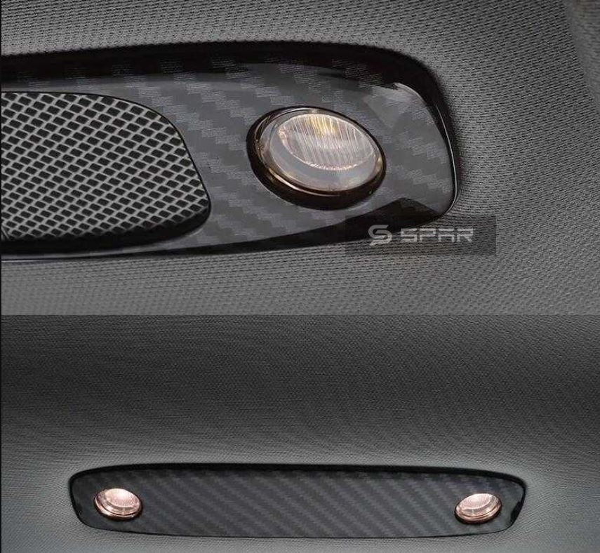 CARBON FIBER READING LIGHT COVERING TRIMS (FRONT + REAR) FOR TESLA MODEL 3-Y