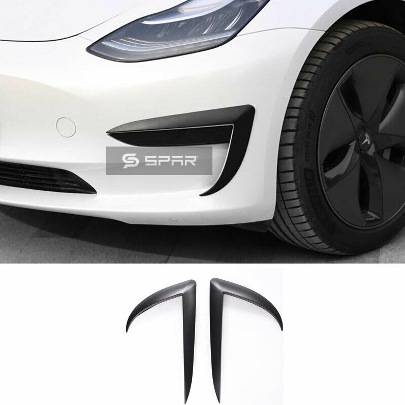 GLOSSY BLACK FRONT FOG LIGHT TRIMS FOR TESLA MODEL 3-Y