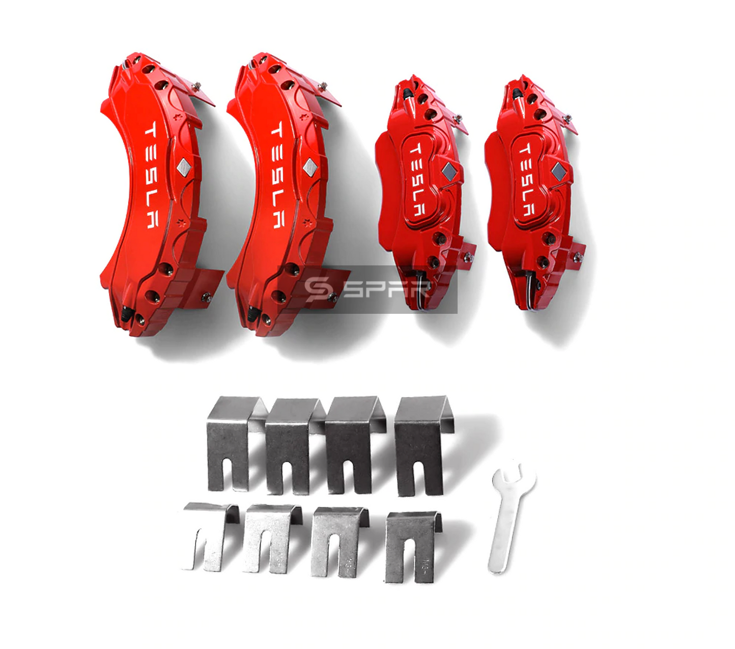 أغطية لمقابض المكابح قياس 18" بلون أحمر لسيارة من نوع تيسلا الطراز 3