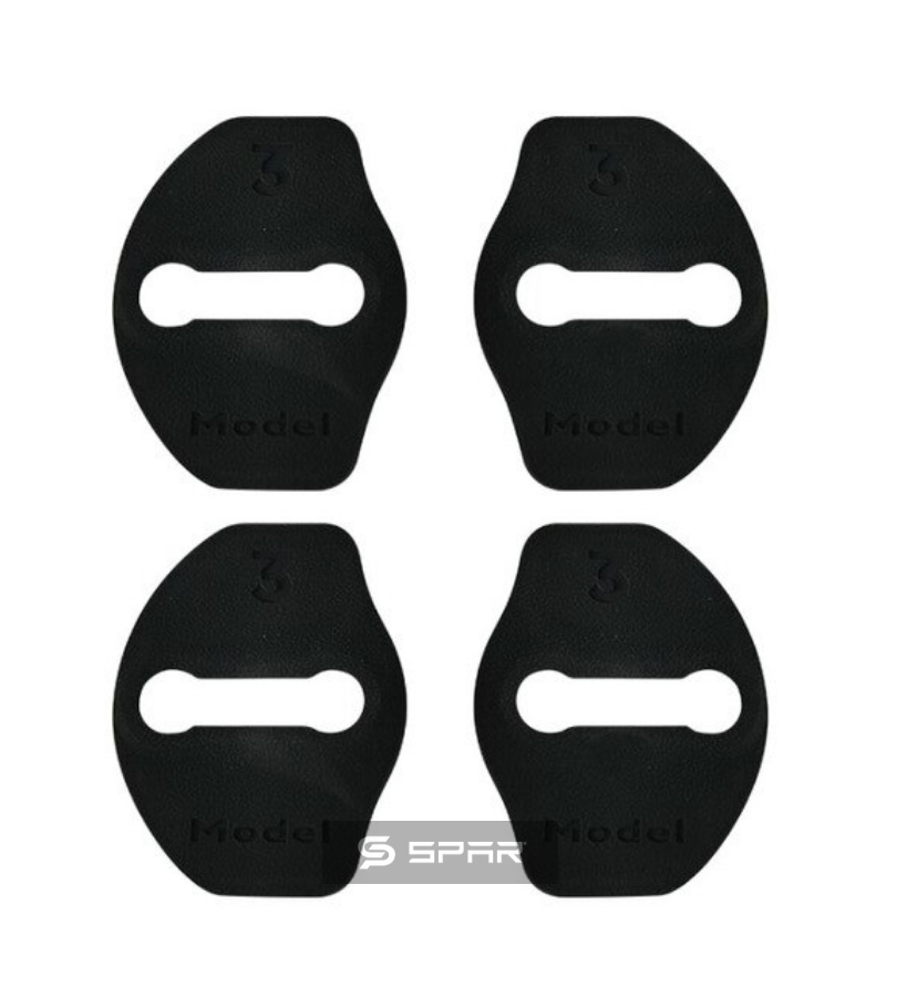 BLACK SILICONE DOOR LOCK BUCKLE COVERING TRIMS FOR TESLA MODEL 3