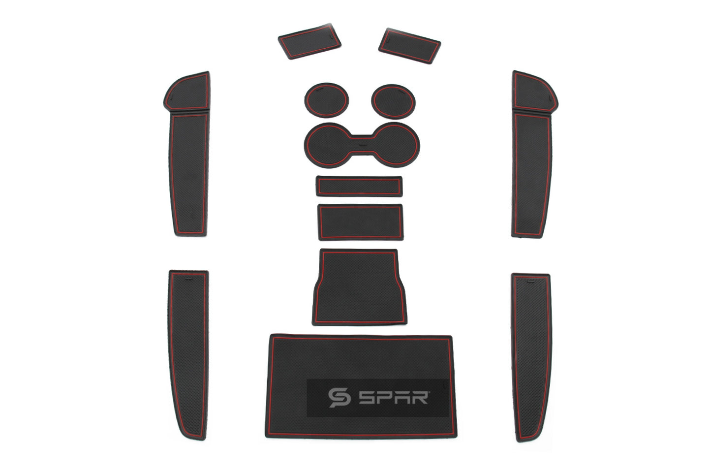 مجموعة مفارش لفتحات السيارة الداخلية(13 قطع) بلون أحمر الاصدار 2 لسيارة من نوع تيسلا الطراز (3/Y)