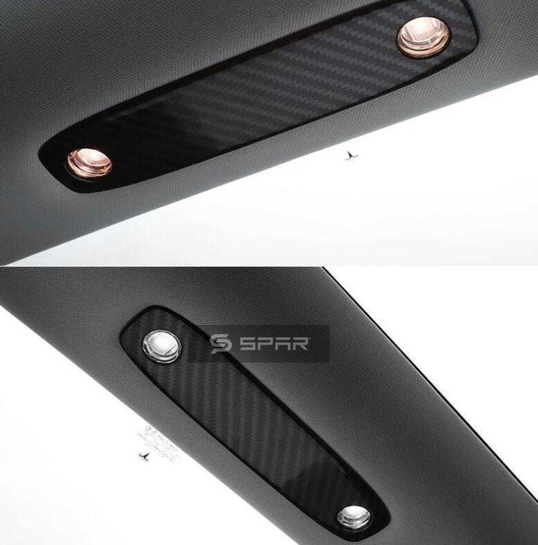 CARBON FIBER READING LIGHT COVERING TRIMS (FRONT + REAR) FOR TESLA MODEL 3-Y