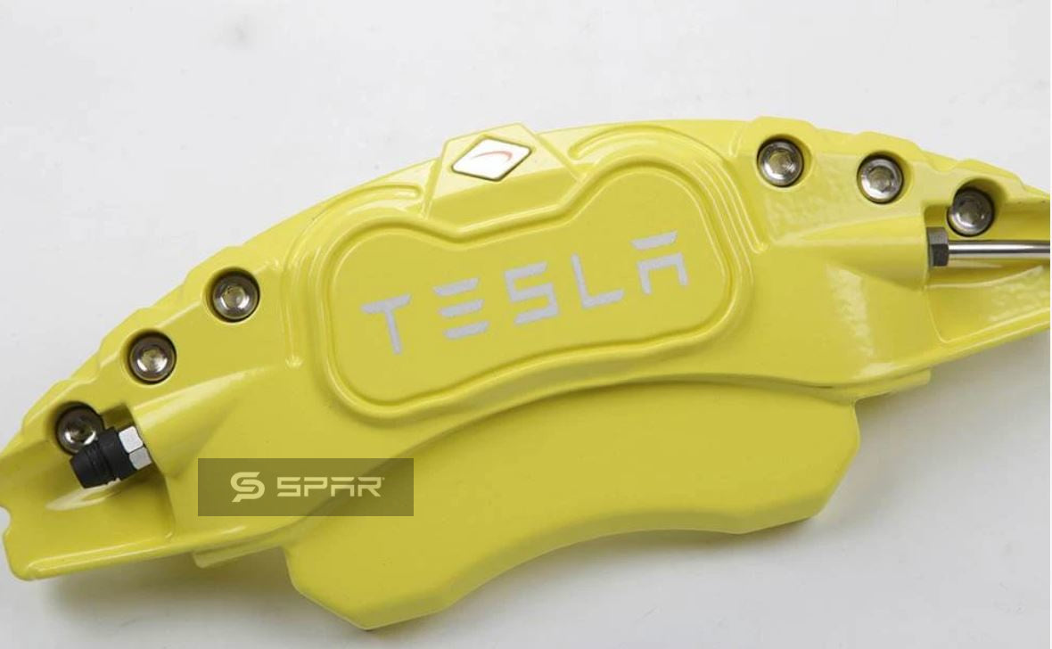 أغطية لمقابض المكابح قياس 18" بلون أصفر لسيارة من نوع تيسلا الطراز 3