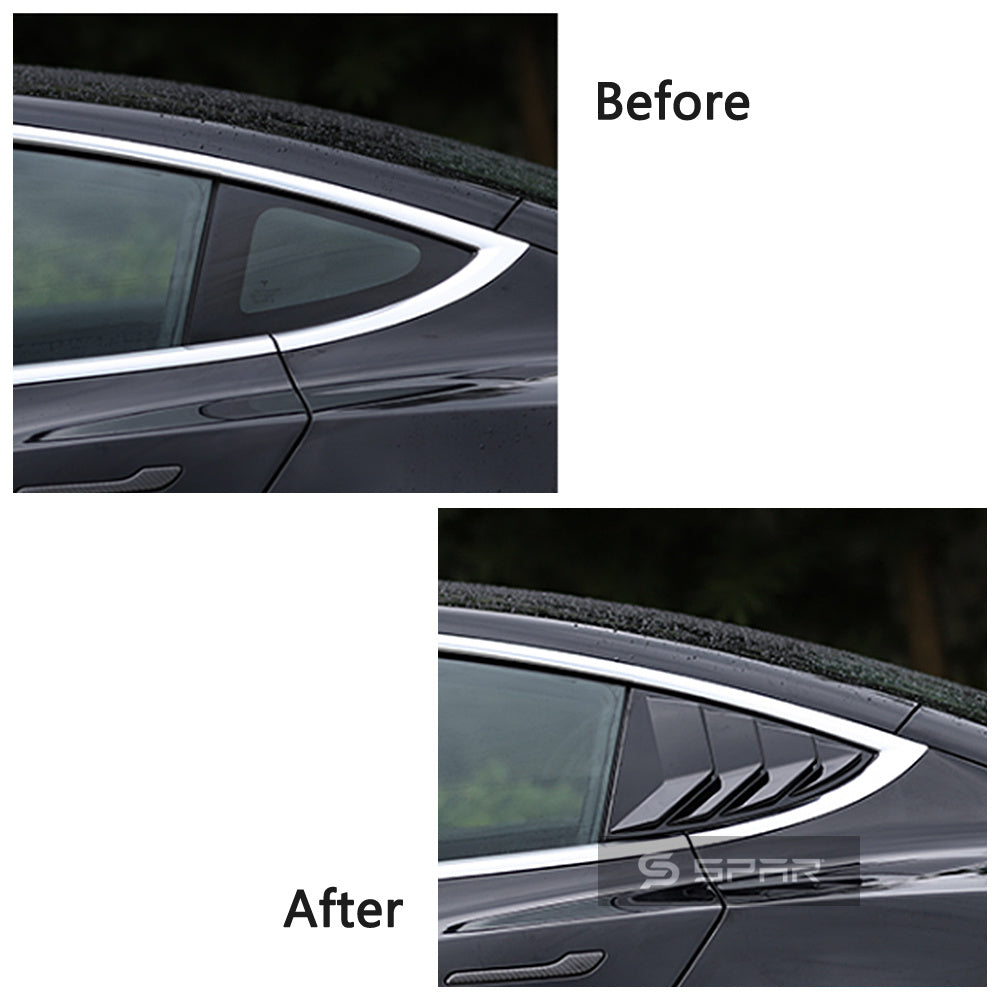 أغطية حماية جمالية للنافذة الخلفية بلون أسود مطفي لسيارة من نوع تيسلا الطراز 3