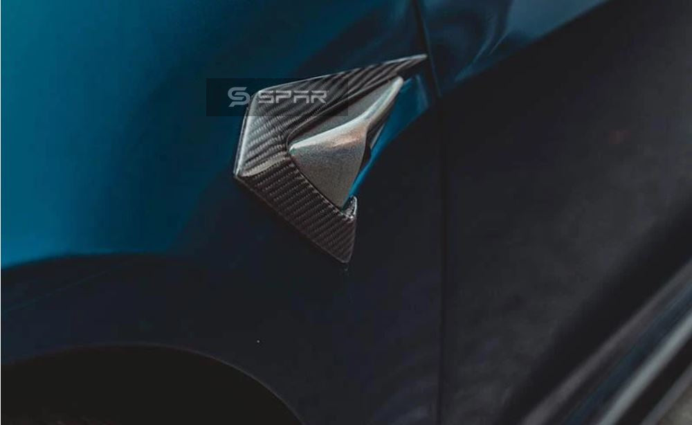 قصاصة حماية جمالية للكاميرا الجانبية من الكاربون فايبر اللامع لسيارة من نوع تيسلا الطراز (S/3/X/Y)