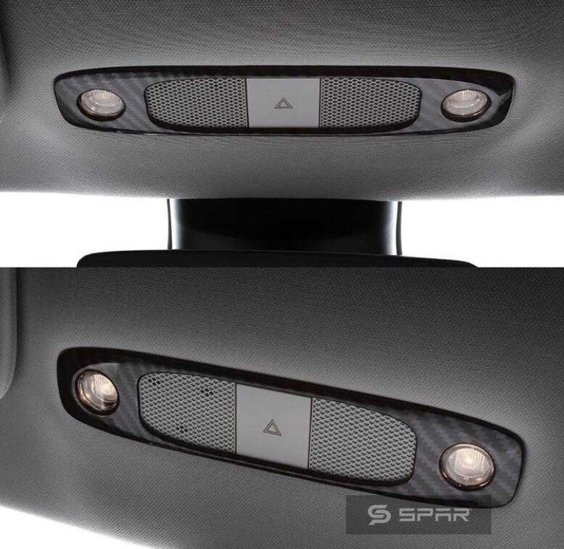 CARBON FIBER READING LIGHT COVERING TRIMS (FRONT + REAR) FOR TESLA MODEL 3-Y