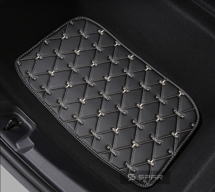 Black Diamond Stitched Leather Sub-Trunk Mats for Tesla Model 3