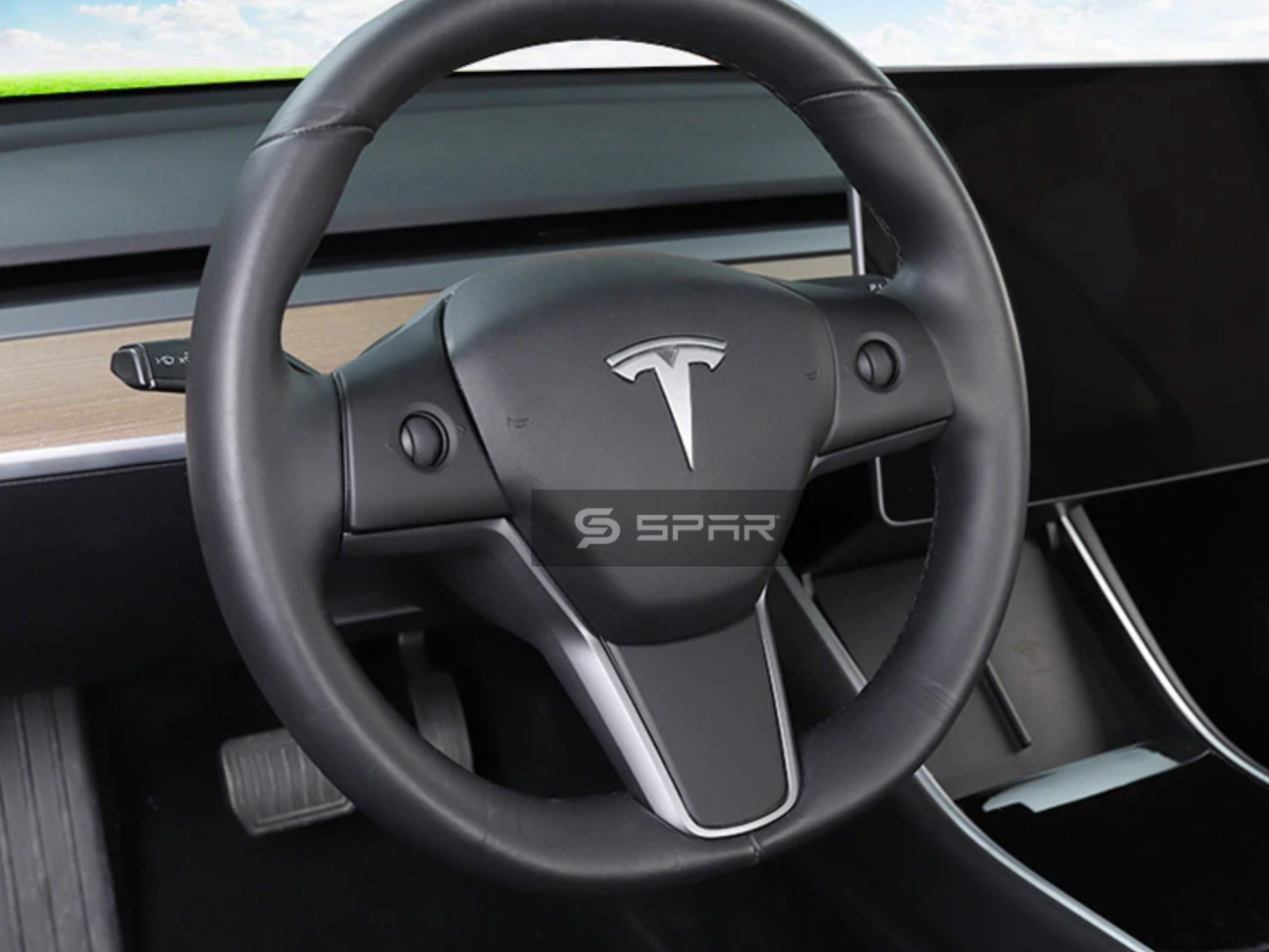 MATTE BLACK STEERING WHEEL MOLDED COVERING TRIMS FOR TESLA MODEL 3-Y