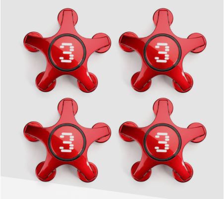 RED WHEEL CENTER STAR HUB CAPS SET FOR TESLA MODEL 3