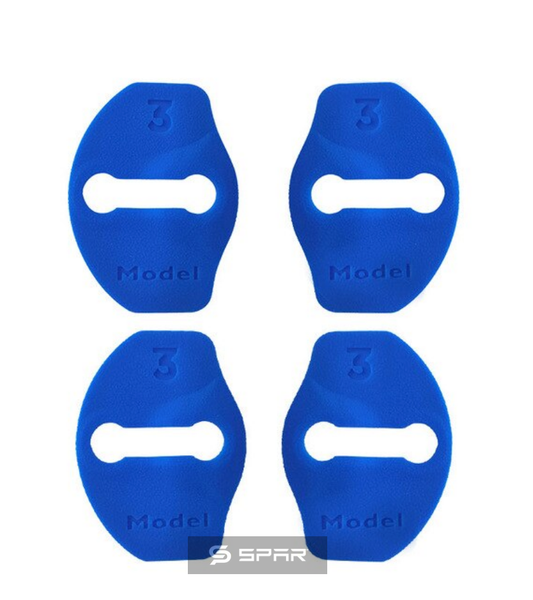 BLUE SILICONE DOOR LOCK BUCKLE COVERING TRIMS FOR TESLA MODEL 3